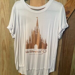 Disney White Tee with Rose Gold Castle Graphic 50th Anniversary Size XL
